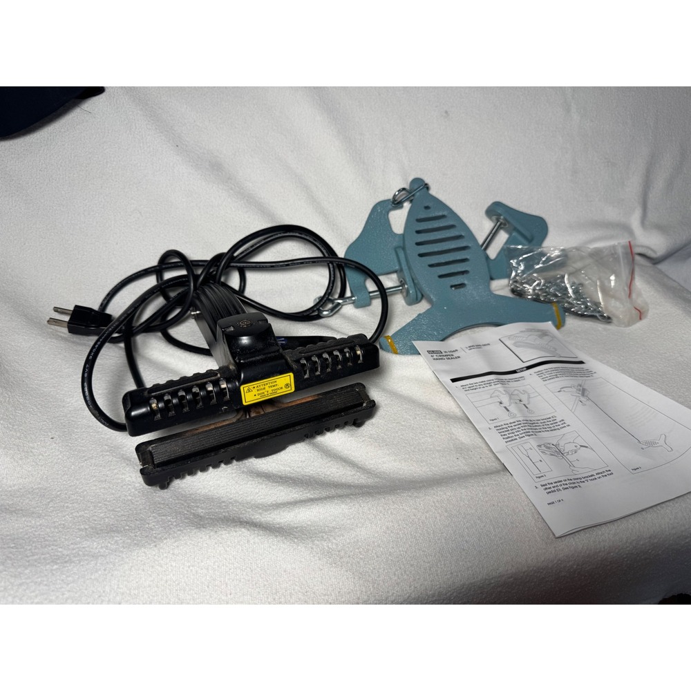 Uline H-1069 6 Inch Crimper Hand Sealer with bench mount and Manual 110-120V